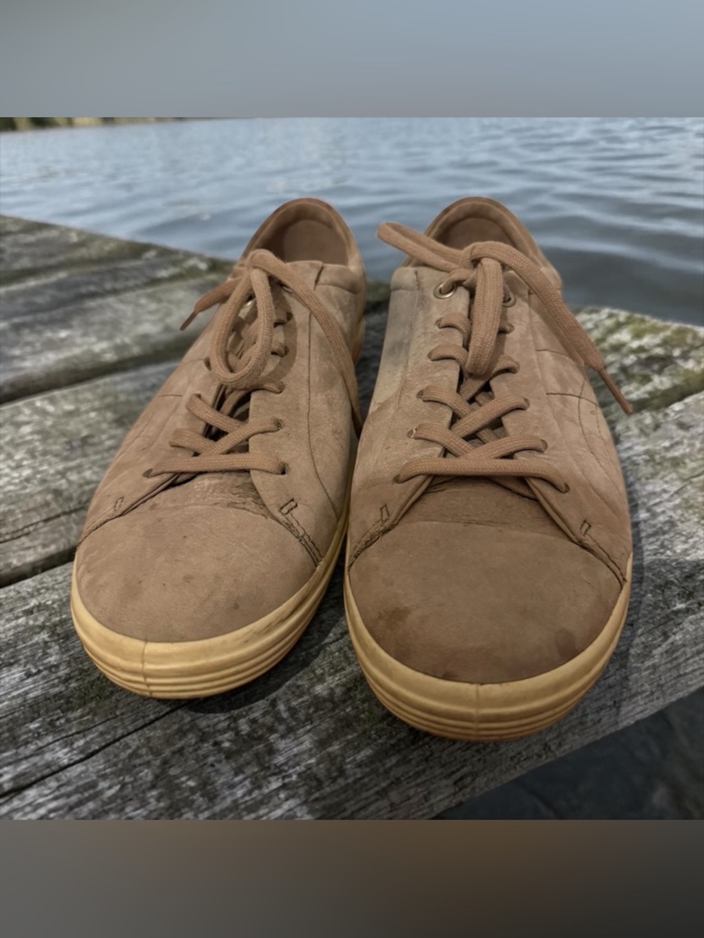 Ecco Casual Sneakers Mens Size 40 EU 9 US Brown Gray Soft Leather Shoes